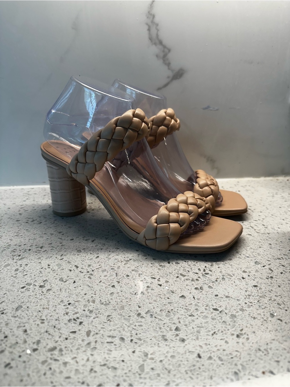 a new day Braided Strap Tan Block Heel Sandals - Women